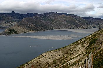 Lake, moved by volcano