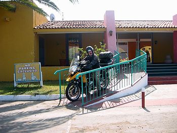 Down the motorbike ramp