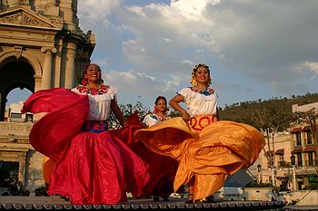 Traditional dancing in the square.